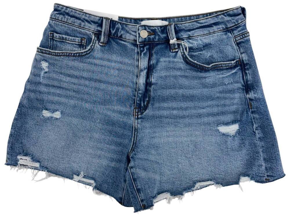 NEW FLYING MONKEY women's rebecca high rise distressed denim shorts in blue